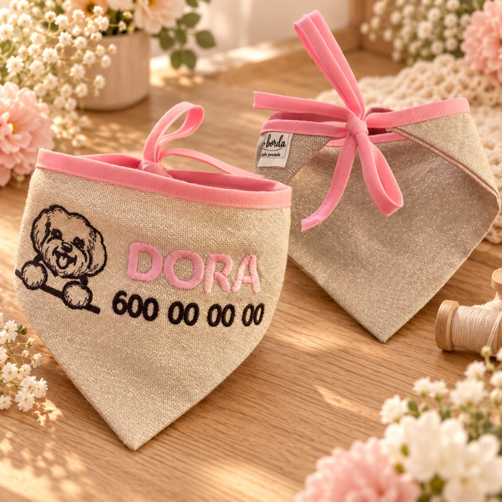 Pañuelo personalizado para mascotas con nombre y teléfono