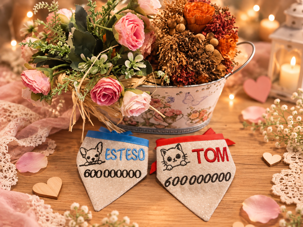 Pañuelo personalizado para mascotas con nombre y teléfono